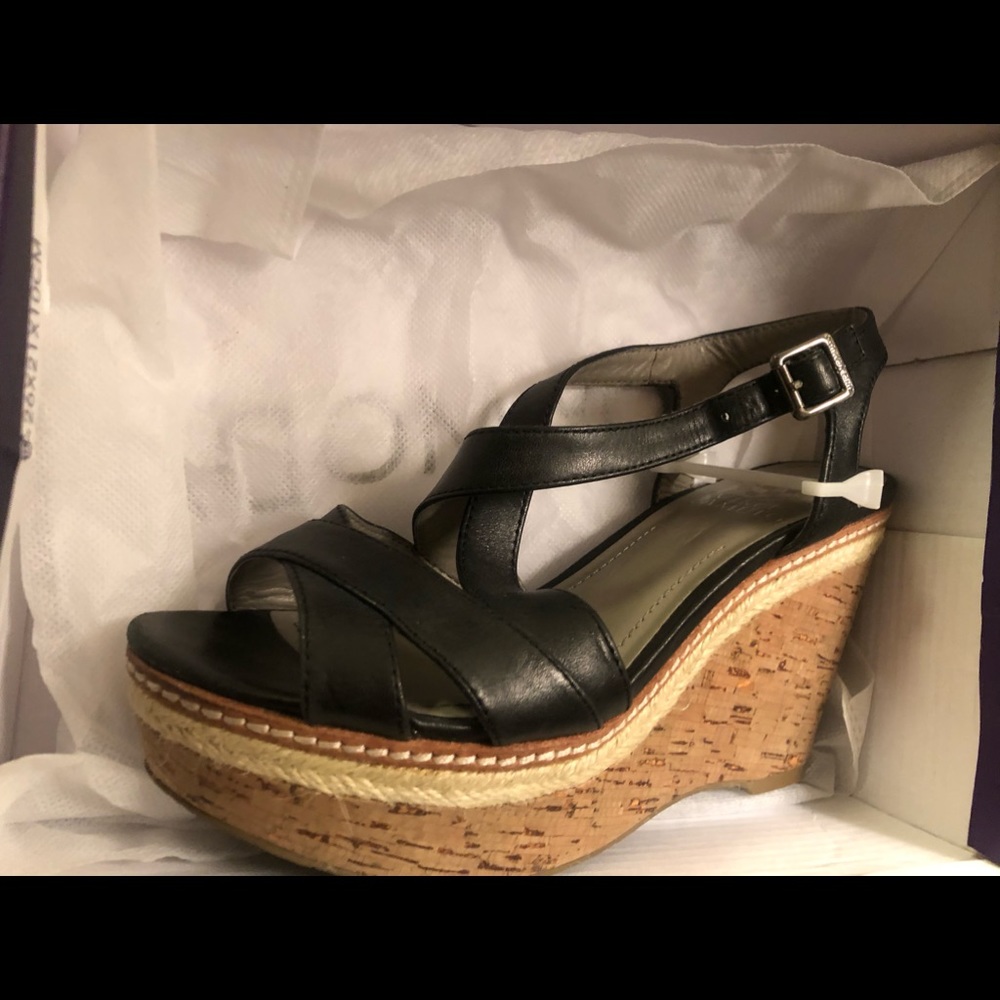 Vince Camuto Black Leather Wedge
